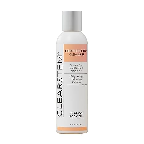 CLEARSTEM - GENTLECLEAN Vitamin C Infused Calming Wash - Facial Cleanser, Makeup Remover - Goldenseal + Green Tea - Facial Skin Care Products - Vegan, Gluten Free, Cruelty Free - 6 fl oz / 207ml